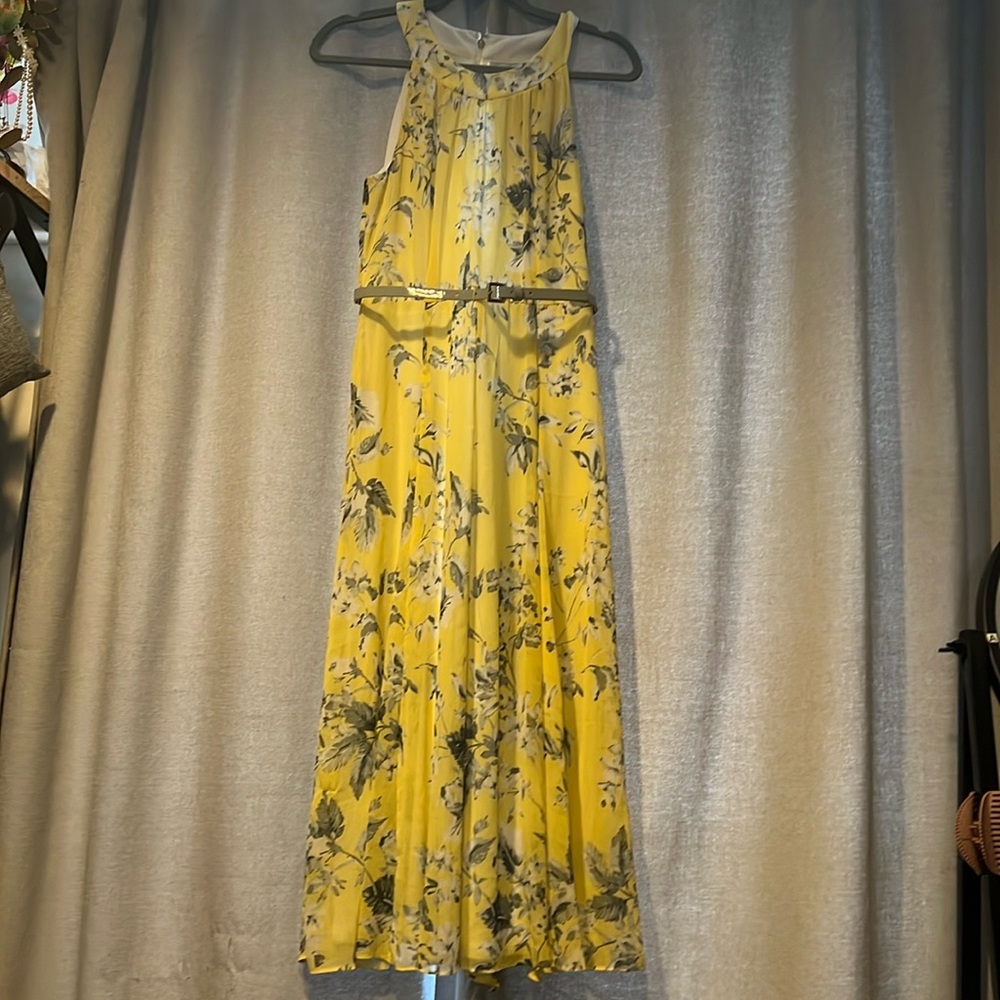 Tommy Hilfiger Yellow Floral Midi Dress